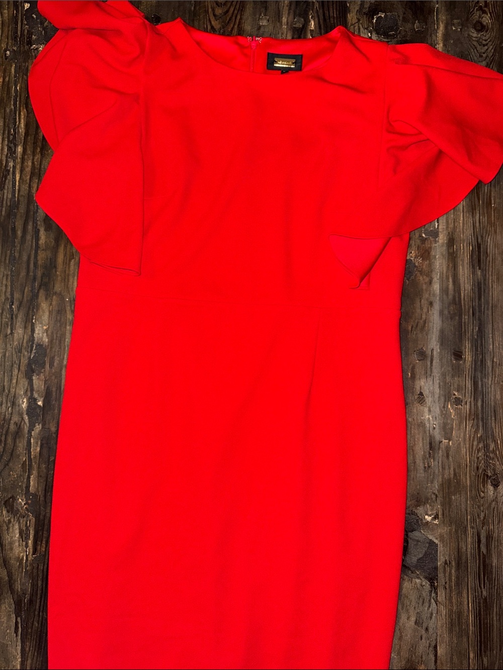 Alexia Admor Vibrant Red Midi Dress with Flutter Sleeves